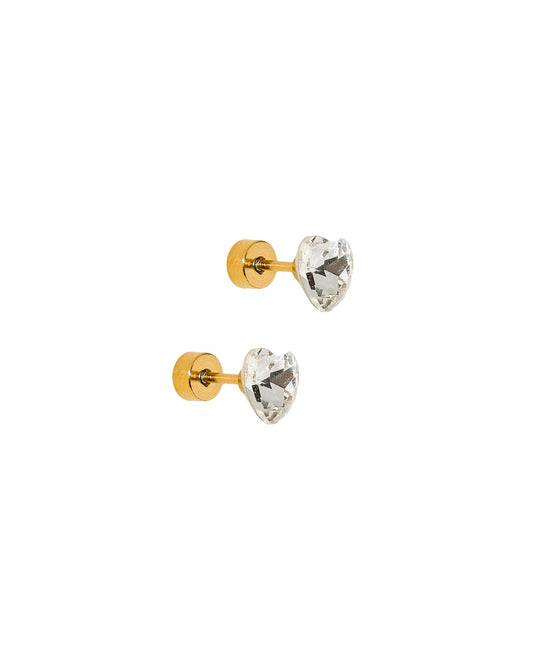 Screwback Stud Earrings Lux - Candy Heart - Clear - LINNY CO WholesaleStuds
