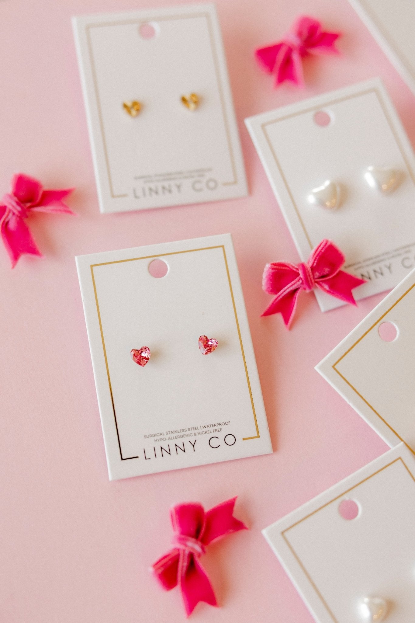 Screwback Stud Earrings Lux - Candy Heart - Hot Pink - LINNY CO WholesaleStuds