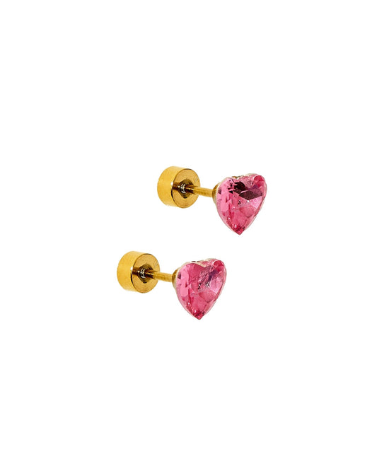 Screwback Stud Earrings Lux - Candy Heart - Hot Pink - LINNY CO WholesaleStuds