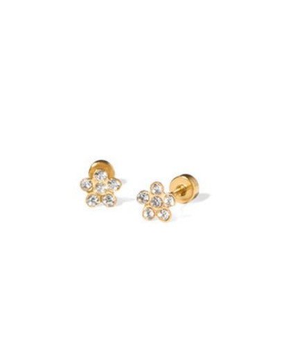 Screwback Stud Earrings - Lyla Flower Clear - LINNY CO WholesaleStuds