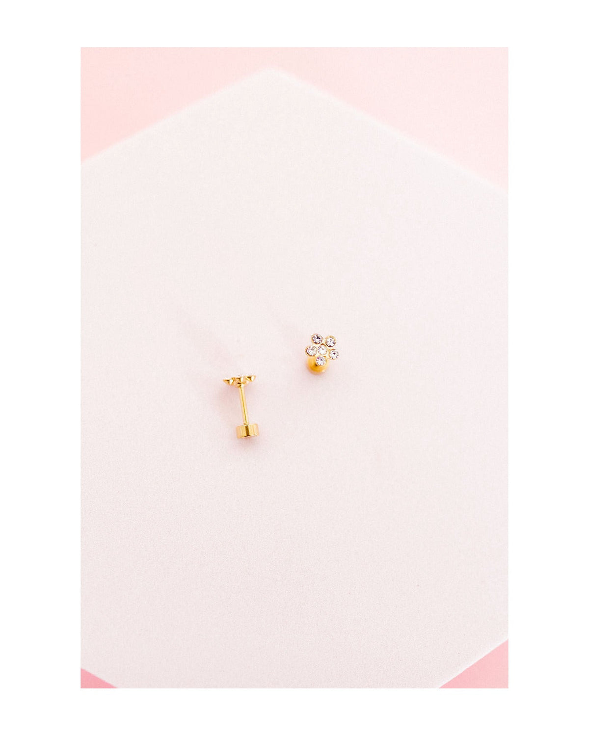 Screwback Stud Earrings - Lyla Flower Clear - LINNY CO WholesaleStuds