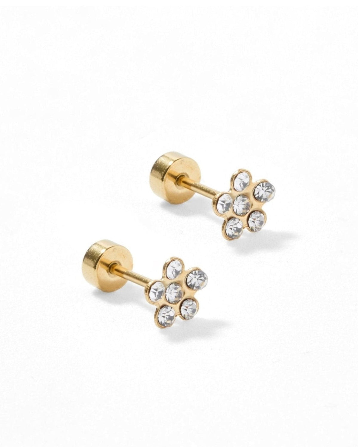 Screwback Stud Earrings - Lyla Flower Clear - LINNY CO WholesaleStuds