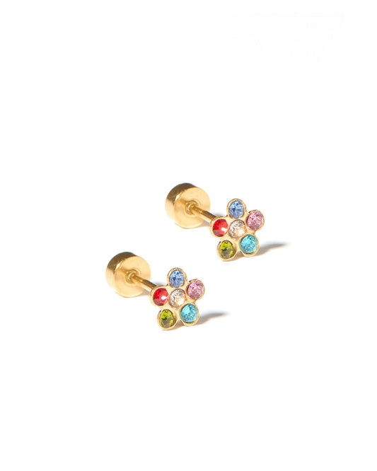 Screwback Stud Earrings - Lyla Flower Multi - LINNY CO WholesaleStuds