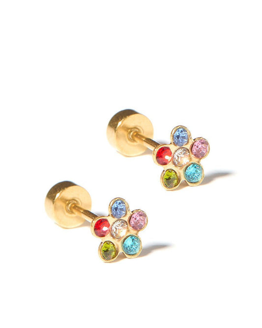 Screwback Stud Earrings - Lyla Flower Multi - LINNY CO WholesaleStuds