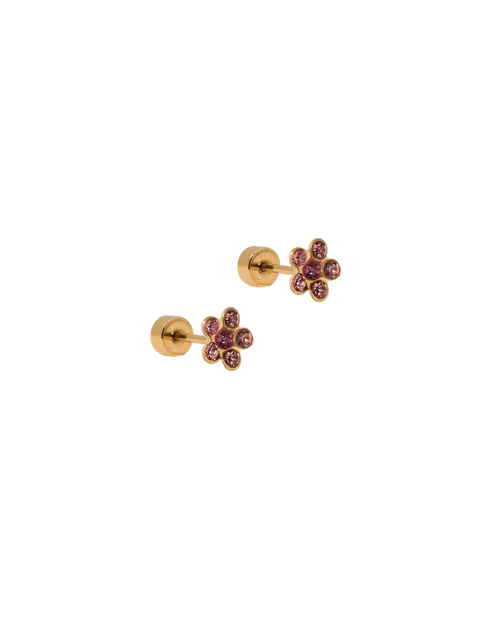 Screwback Stud Earrings - Lyla Flower Pink - LINNY CO WholesaleStuds