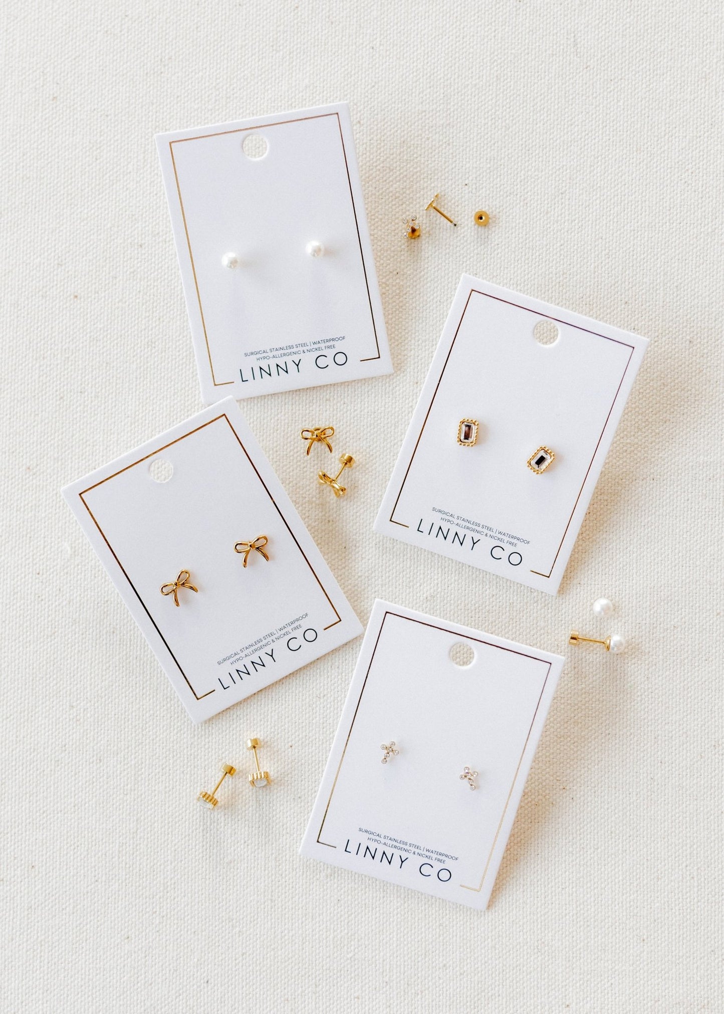 Screwback Stud Earrings - Madison Gold Clear - LINNY CO WholesaleStuds