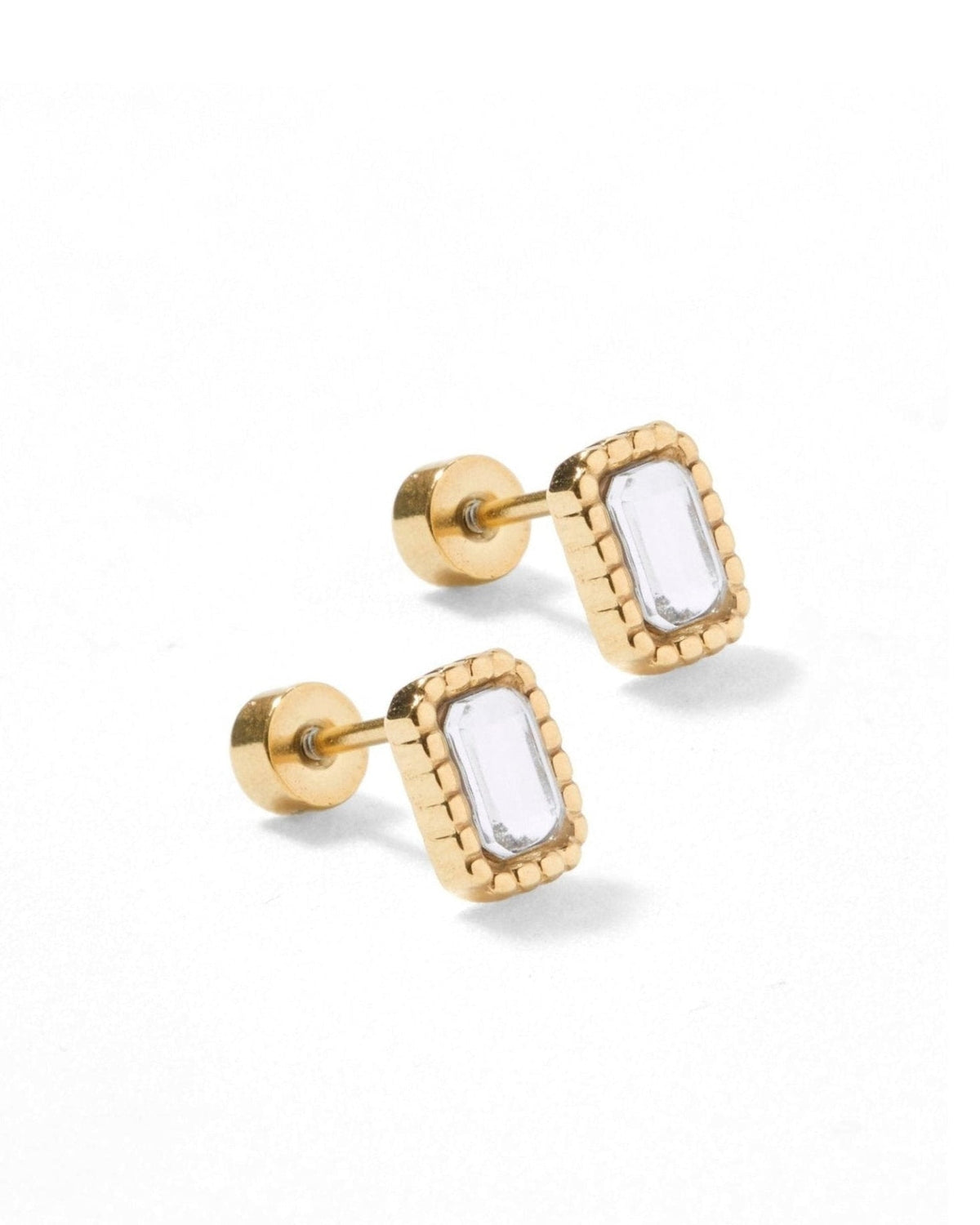Screwback Stud Earrings - Madison Gold Clear - LINNY CO WholesaleStuds