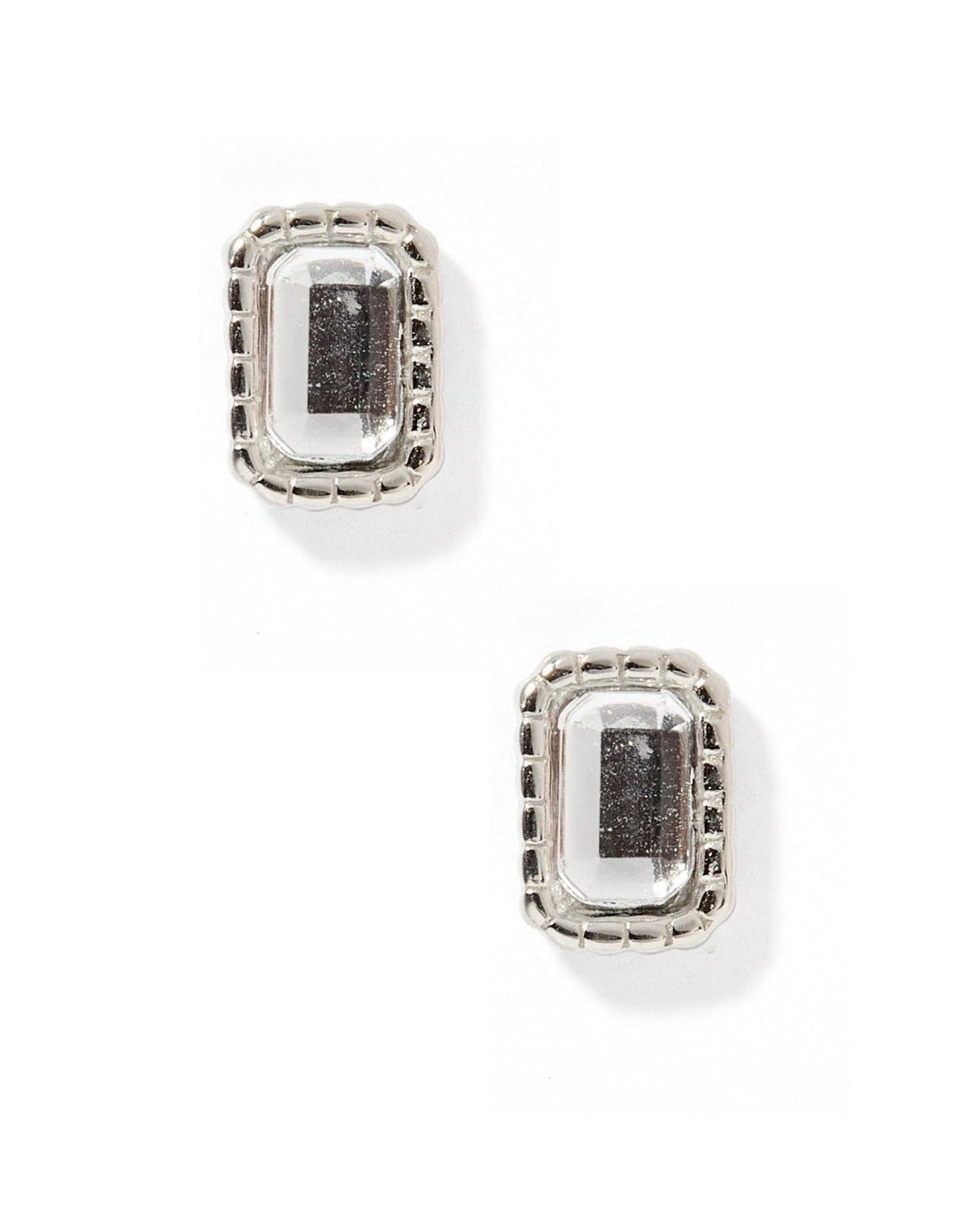 Screwback Stud Earrings - Madison Silver Clear - LINNY CO WholesaleStuds
