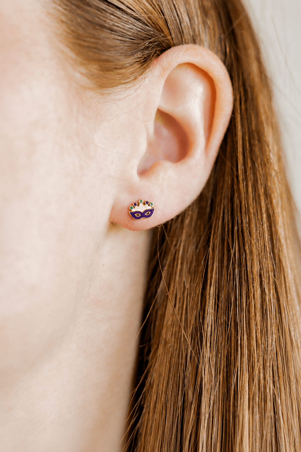 Screwback Stud Earrings - Mardi Gras Mask - LINNY CO WholesaleStuds