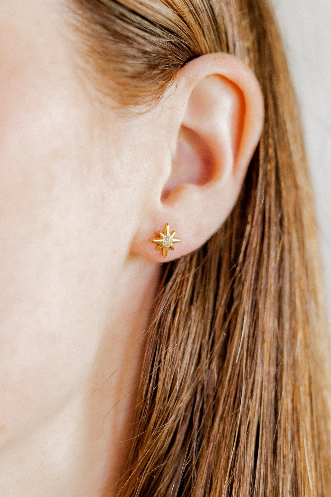 Screwback Stud Earrings - Mary CZ Star - LINNY CO WholesaleStuds