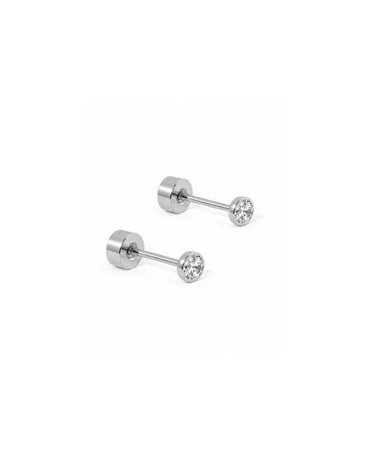 Screwback Stud Earrings - Micro Cooper Clear Silver 2mm - LINNY CO WholesaleStuds