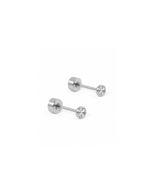 Screwback Stud Earrings - Micro Cooper Clear Silver 2mm - LINNY CO WholesaleStuds