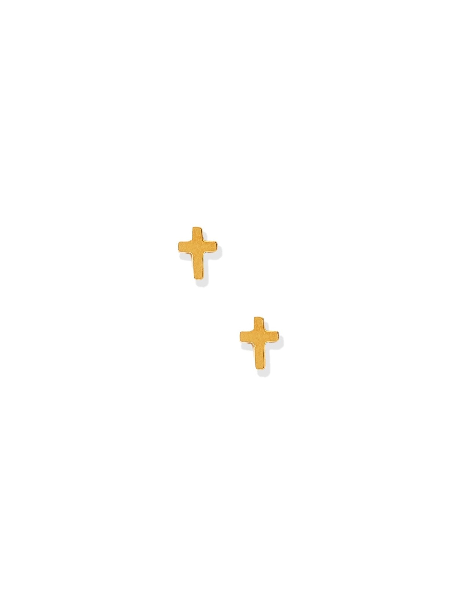 Screwback Stud Earrings - Micro Cross Gold - LINNY CO WholesaleStuds