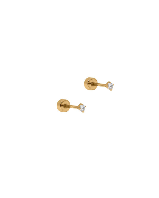Screwback Stud Earrings - Micro Teagan CZ Gold - LINNY CO Wholesale
