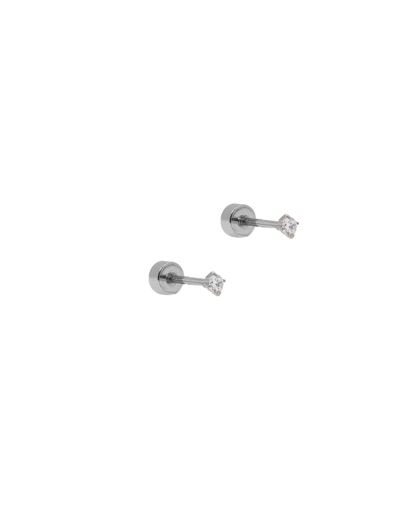 Screwback Stud Earrings - Micro Teagan CZ Silver - LINNY CO Wholesale
