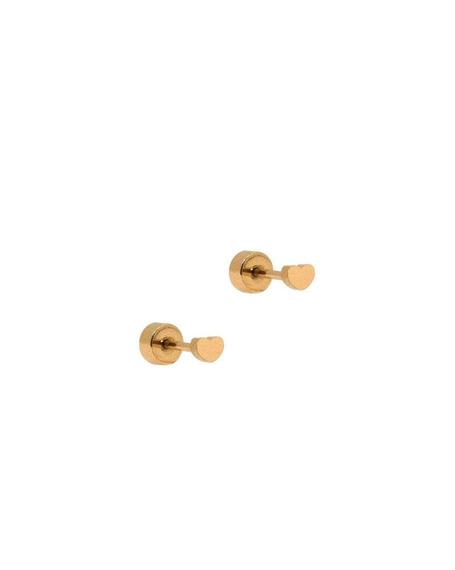 Screwback Stud Earrings - Micro Tessa Heart Gold - LINNY CO WholesaleStuds