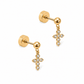 Screwback Stud Earrings - Millie Cross CZ Gold - LINNY CO WholesaleStuds