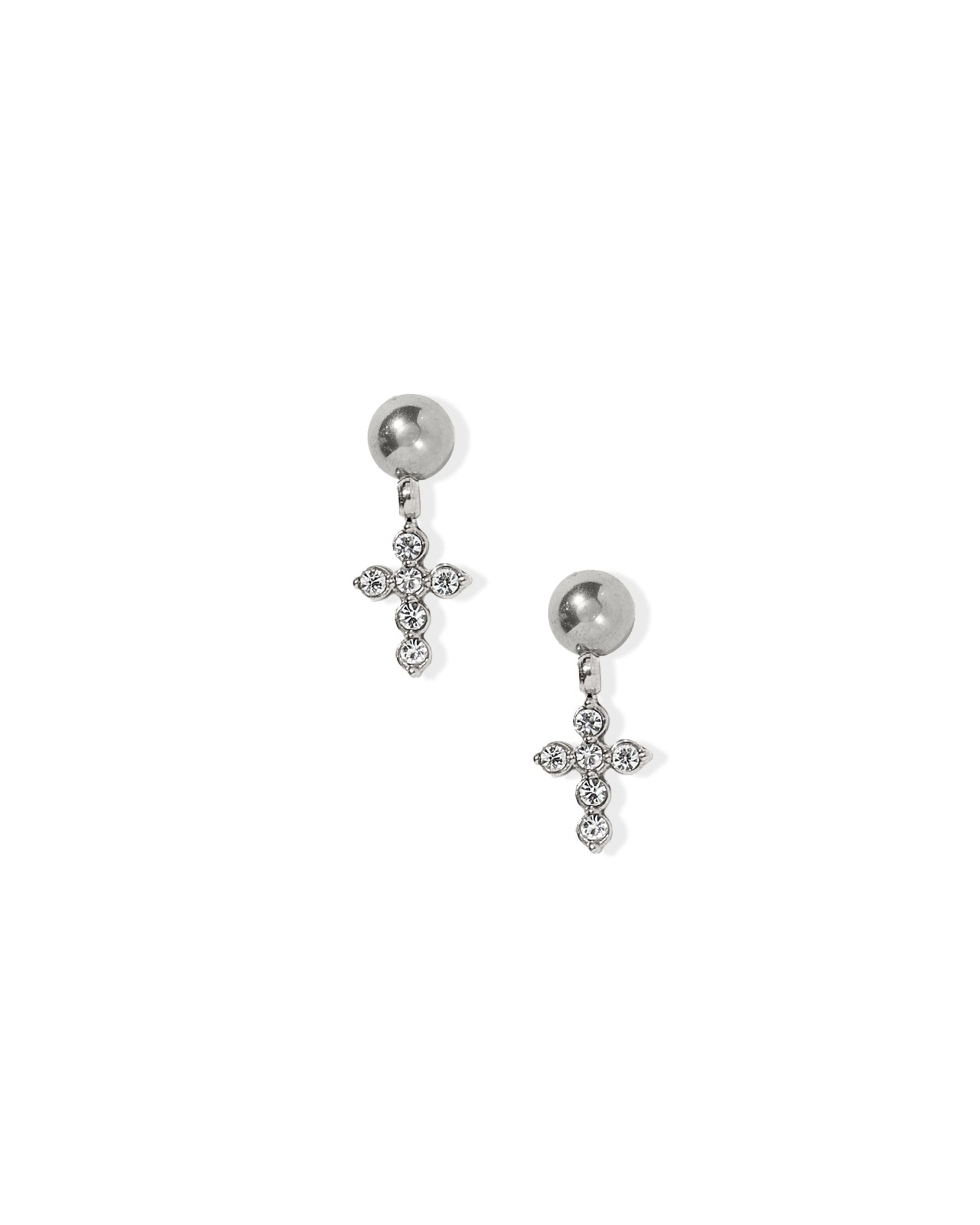 Screwback Stud Earrings - Millie Cross CZ Silver - LINNY CO WholesaleStuds