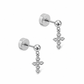 Screwback Stud Earrings - Millie Cross CZ Silver - LINNY CO WholesaleStuds
