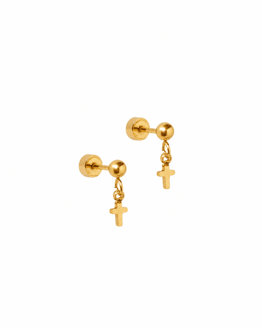Screwback Stud Earrings - Millie Cross Gold - LINNY CO WholesaleStuds