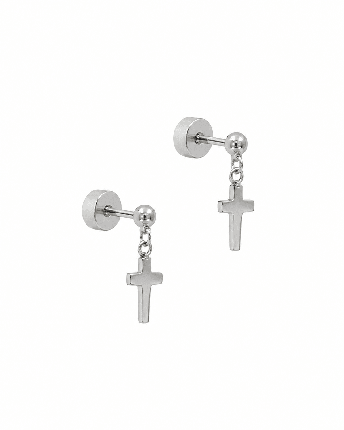 Screwback Stud Earrings - Millie Cross Silver - LINNY CO WholesaleStuds