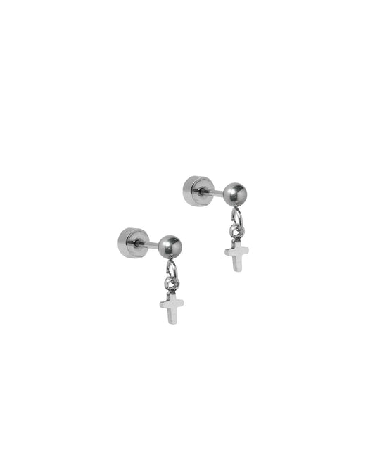 Screwback Stud Earrings - Millie Cross Silver - LINNY CO WholesaleStuds