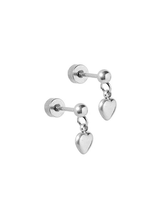 Screwback Stud Earrings - Millie Heart Silver - LINNY CO WholesaleStuds