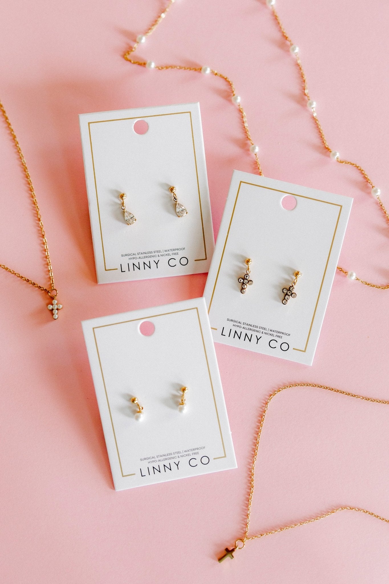 Screwback Stud Earrings - Millie Teardrop CZ Gold - LINNY CO WholesaleStuds