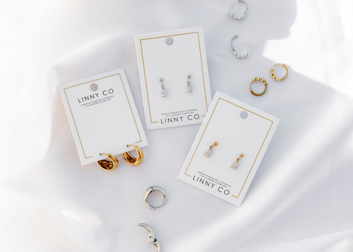 Screwback Stud Earrings - Millie Teardrop CZ Gold - LINNY CO WholesaleStuds
