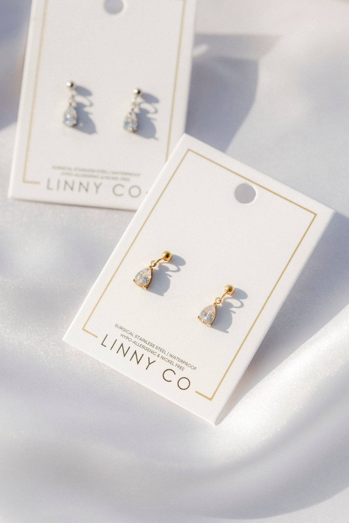 Screwback Stud Earrings - Millie Teardrop CZ Gold - LINNY CO WholesaleStuds