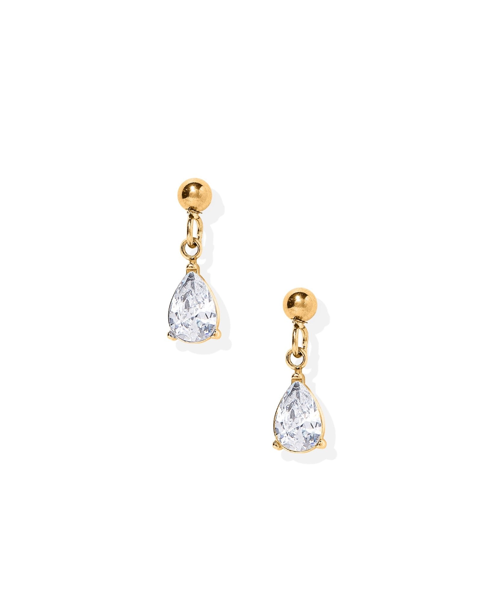 Screwback Stud Earrings - Millie Teardrop CZ Gold - LINNY CO WholesaleStuds