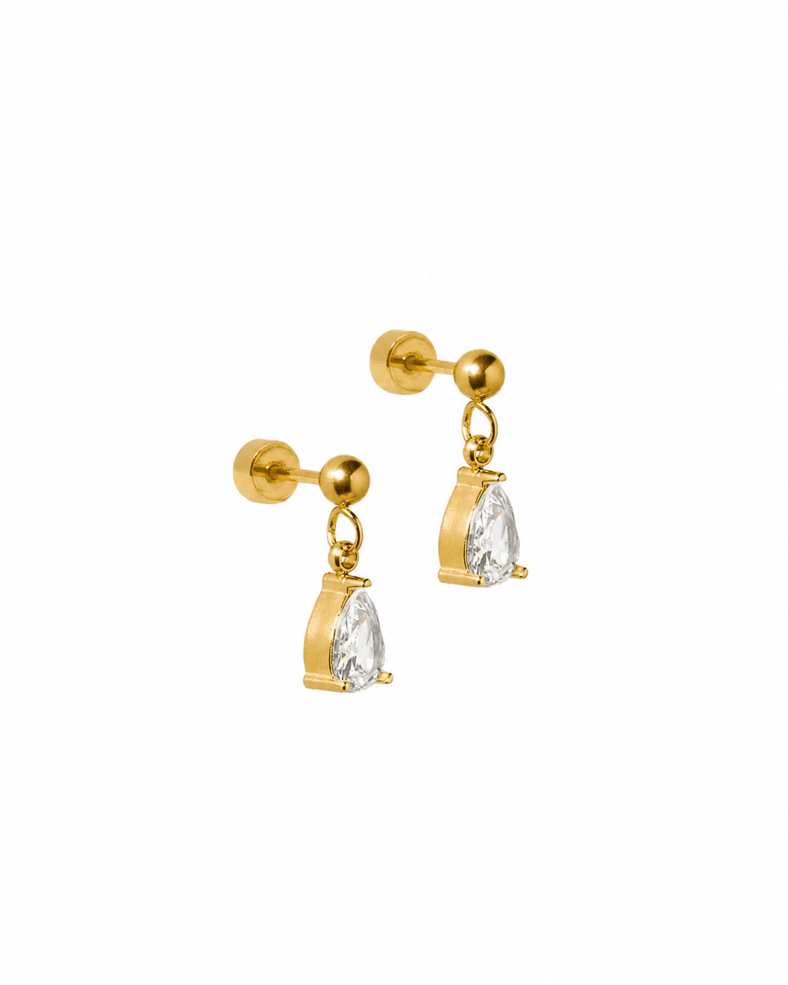 Screwback Stud Earrings - Millie Teardrop CZ Gold - LINNY CO WholesaleStuds