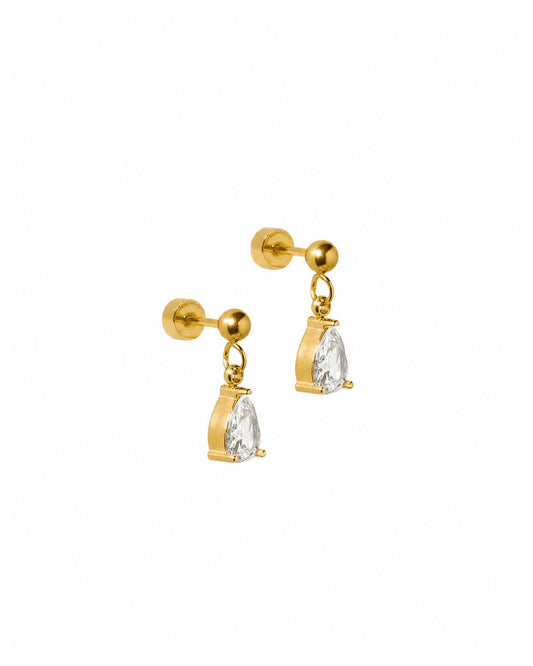 Screwback Stud Earrings - Millie Teardrop CZ Gold - LINNY CO WholesaleStuds