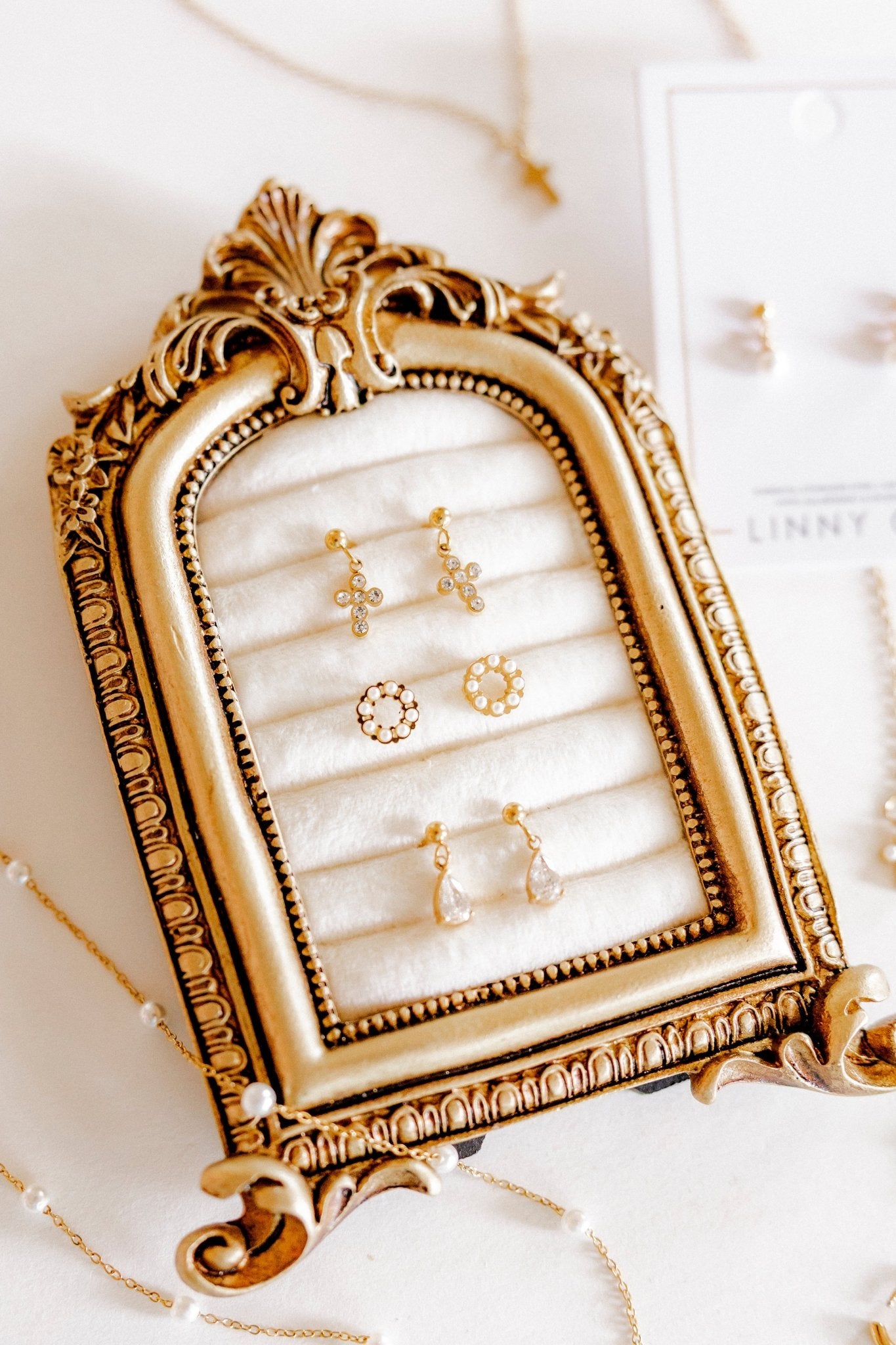 Screwback Stud Earrings - Millie Teardrop CZ Gold - LINNY CO WholesaleStuds