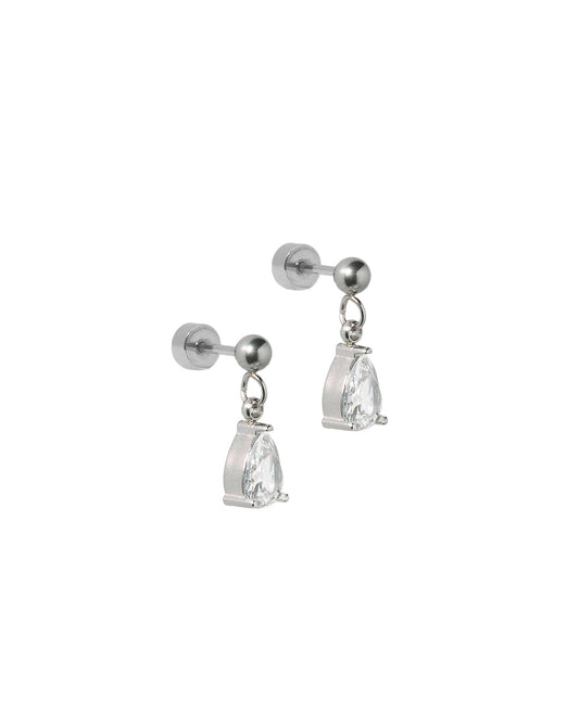 Screwback Stud Earrings - Millie Teardrop CZ Silver - LINNY CO WholesaleStuds