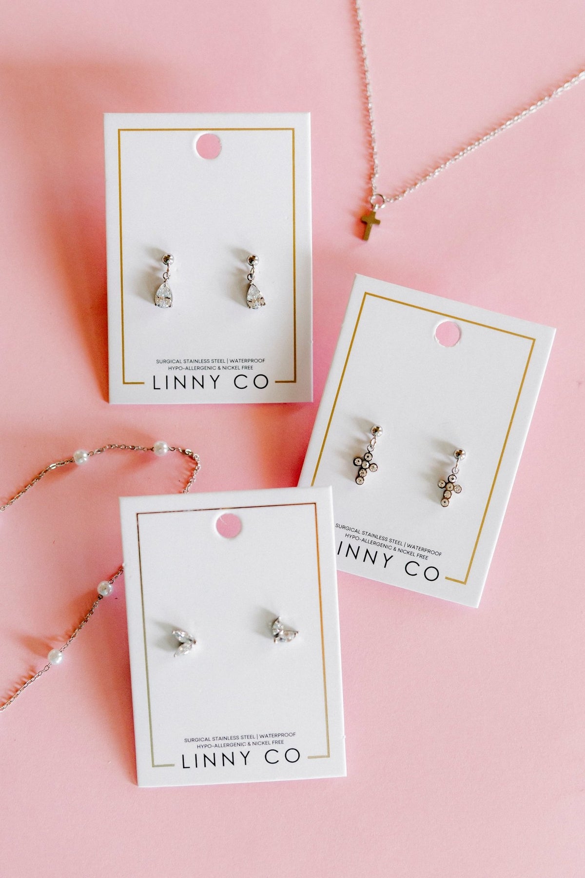 Screwback Stud Earrings - Millie Teardrop CZ Silver - LINNY CO WholesaleStuds