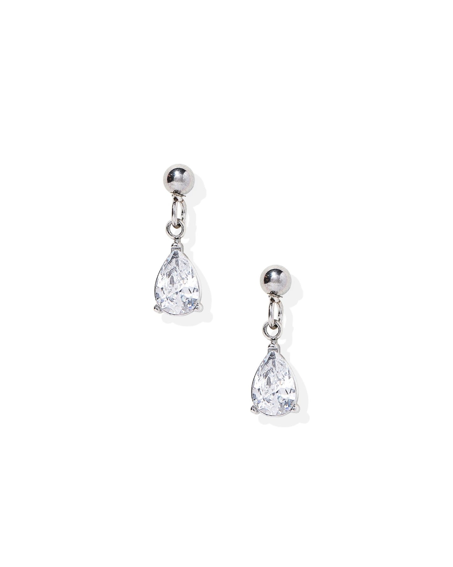 Screwback Stud Earrings - Millie Teardrop CZ Silver - LINNY CO WholesaleStuds