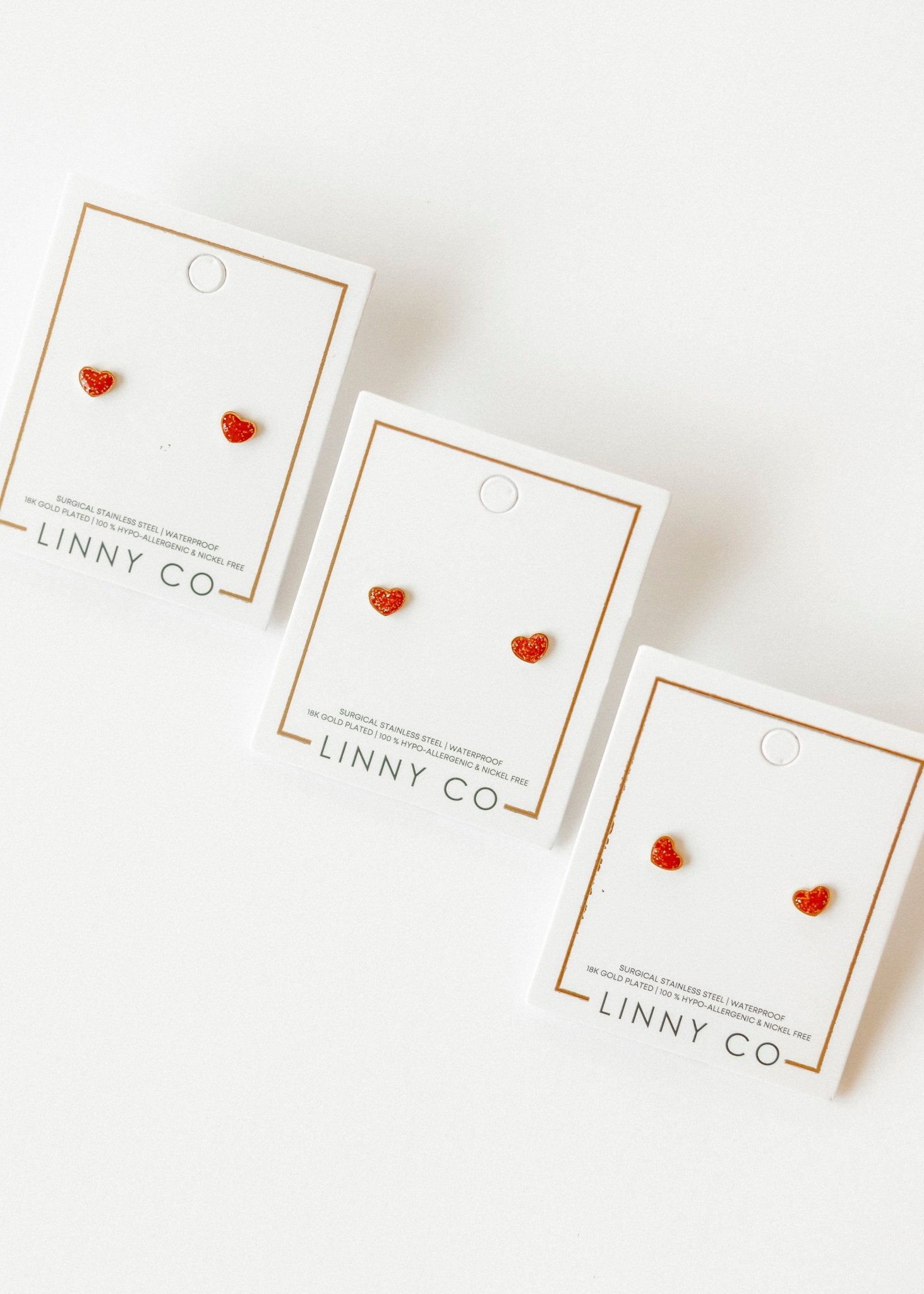 Screwback Stud Earrings - Nora Heart Red - LINNY CO WholesaleStuds