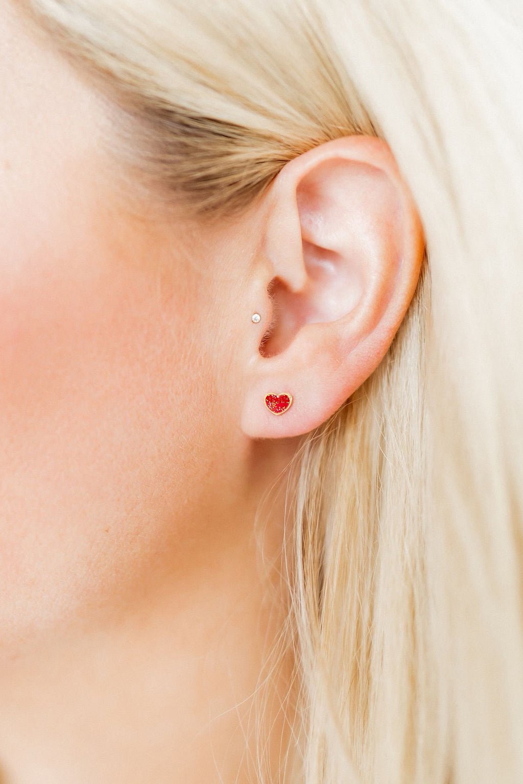 Screwback Stud Earrings - Nora Heart Red - LINNY CO WholesaleStuds