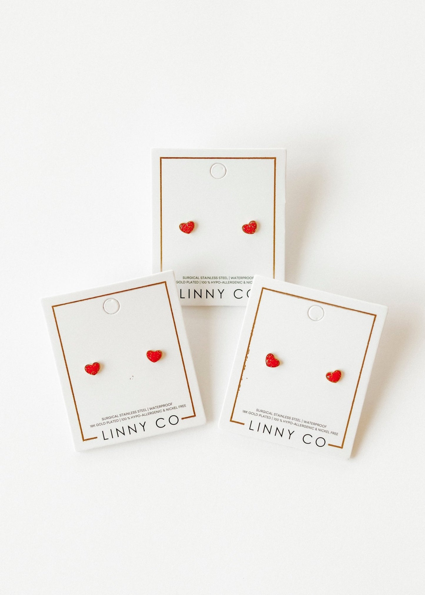 Screwback Stud Earrings - Nora Heart Red - LINNY CO WholesaleStuds