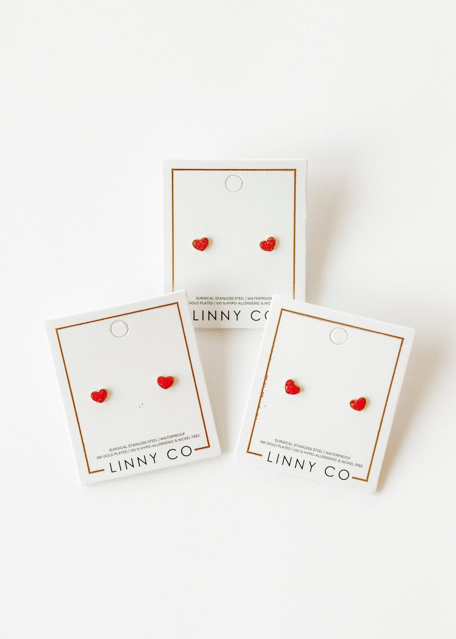 Screwback Stud Earrings - Nora Heart Red - LINNY CO WholesaleStuds