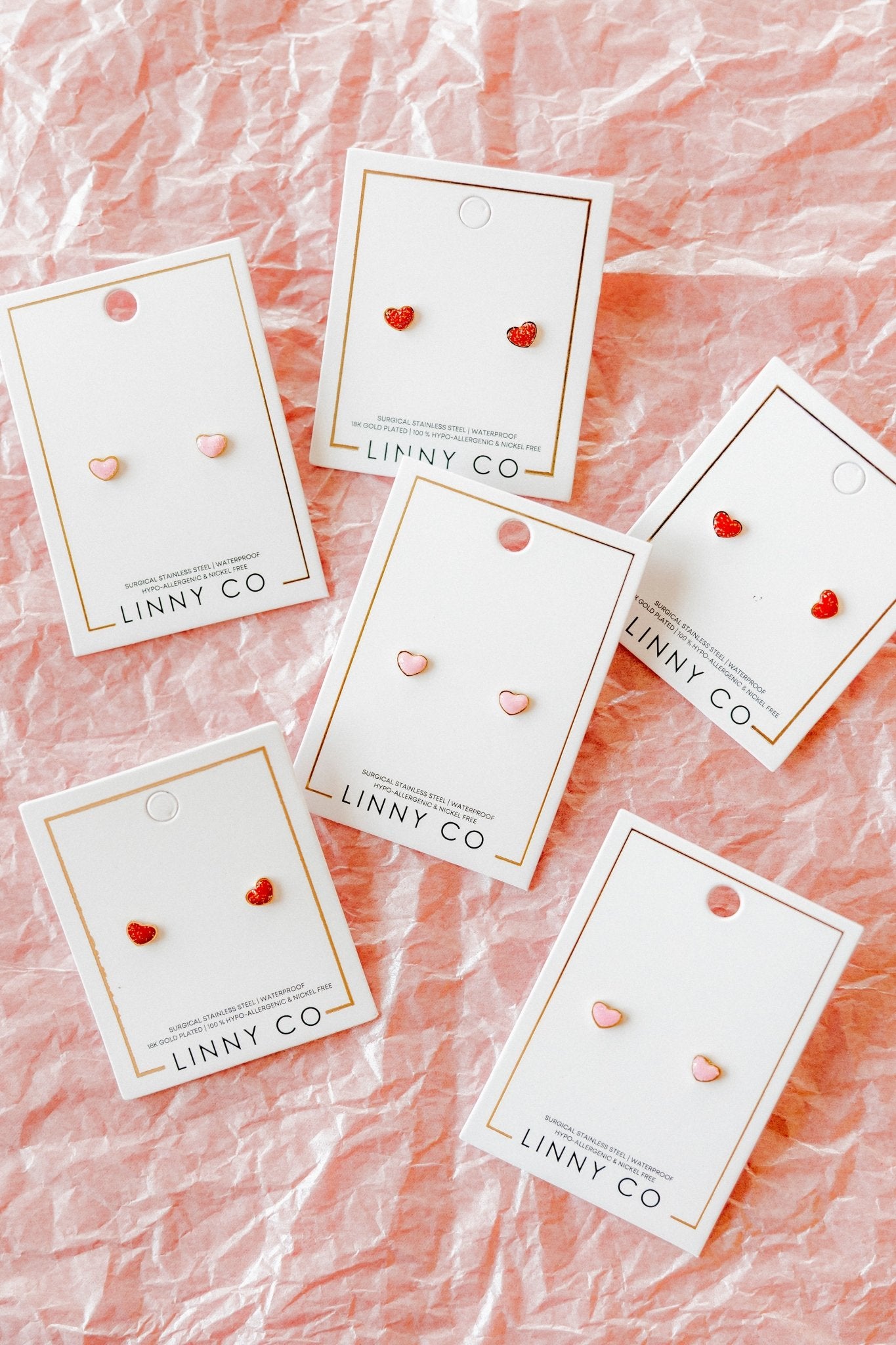 Screwback Stud Earrings - Nora Heart Red - LINNY CO WholesaleStuds