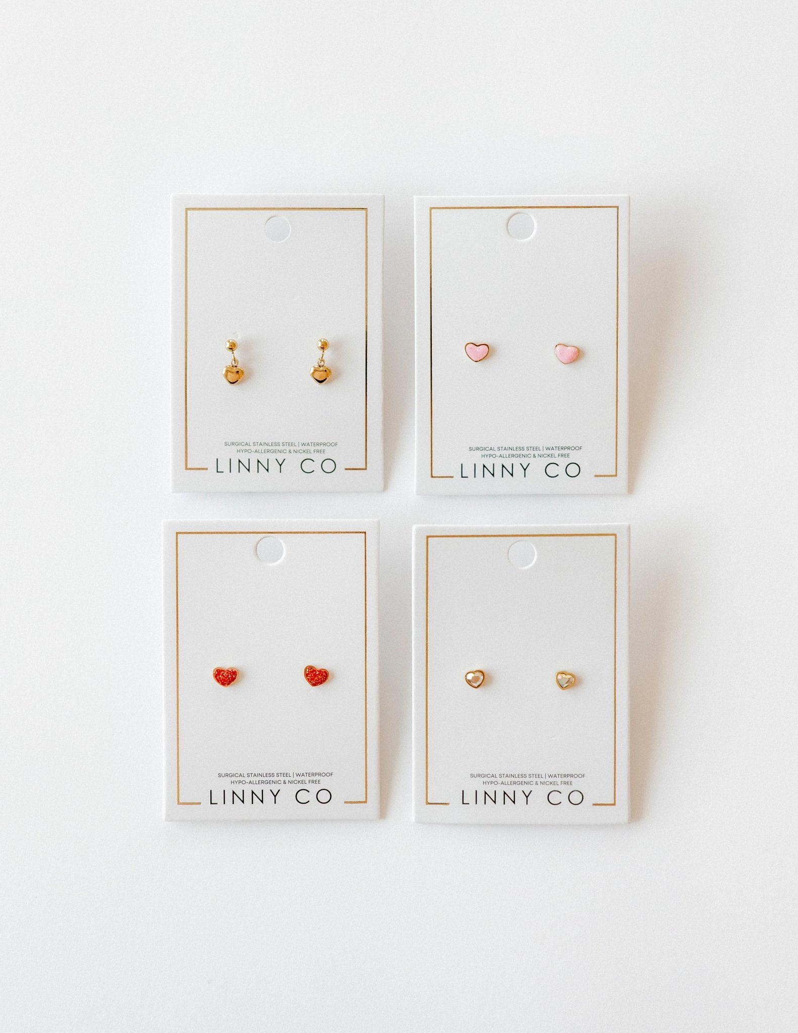 Screwback Stud Earrings - Nora Heart Red - LINNY CO WholesaleStuds