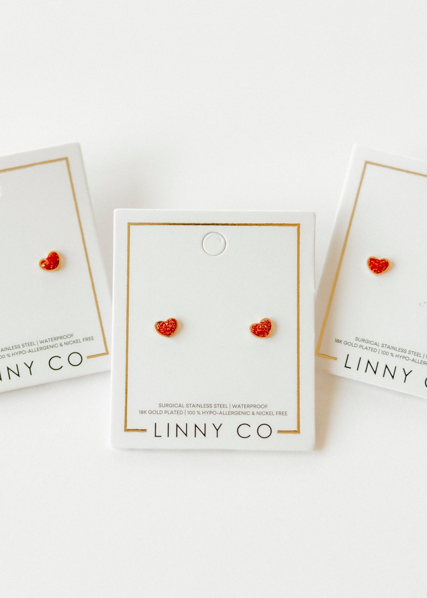 Screwback Stud Earrings - Nora Heart Red - LINNY CO WholesaleStuds