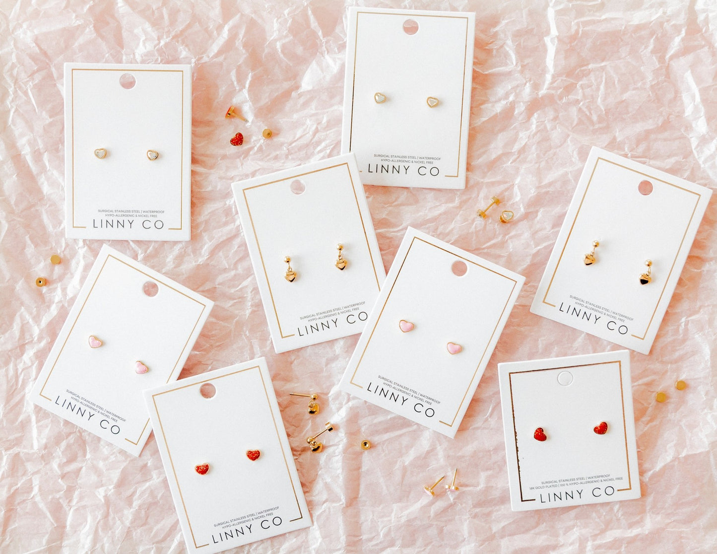 Screwback Stud Earrings - Nora Heart Red - LINNY CO WholesaleStuds