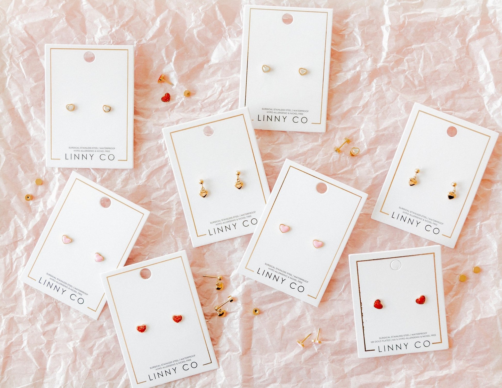 Screwback Stud Earrings - Nora Heart Red - LINNY CO WholesaleStuds