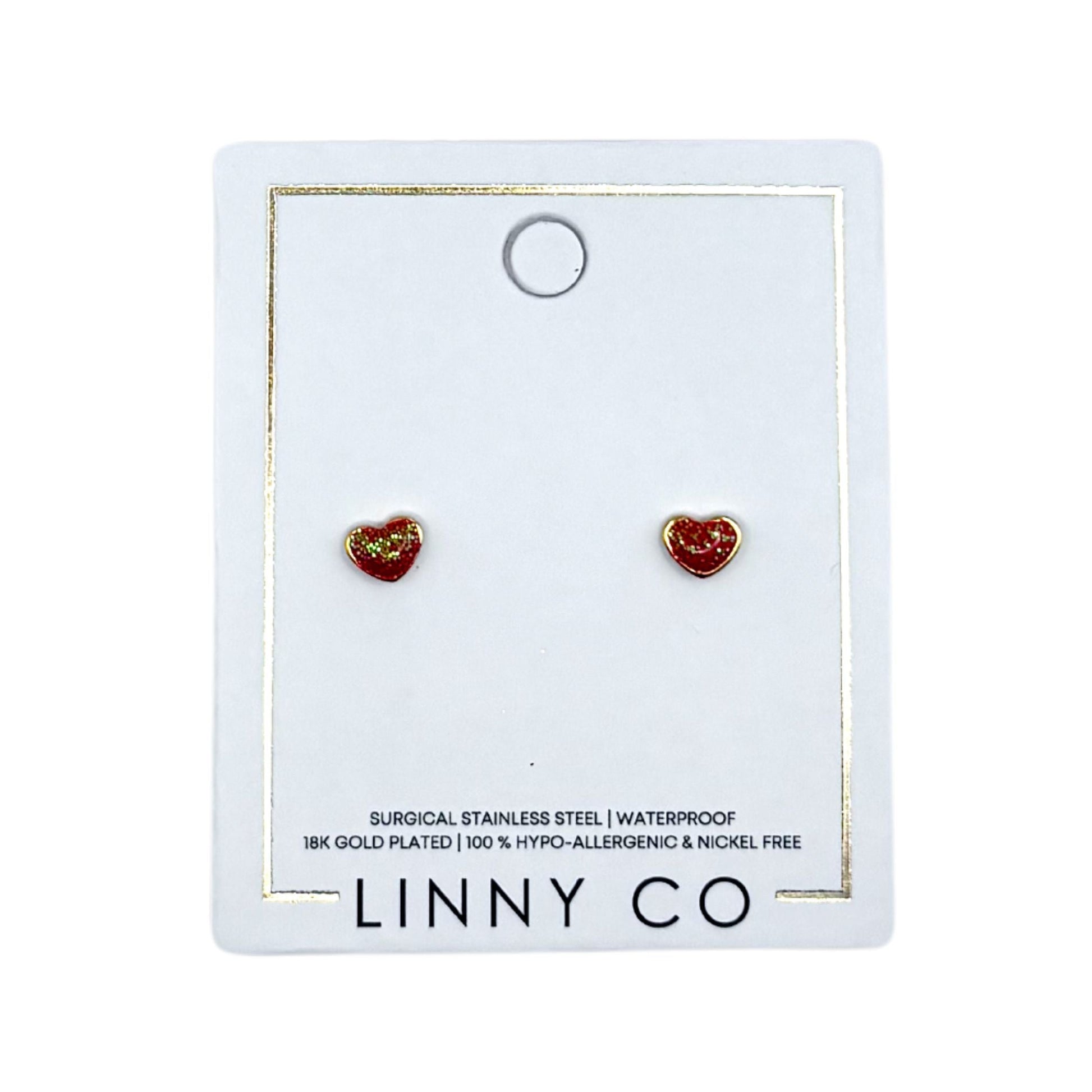 Screwback Stud Earrings - Nora Heart Red - LINNY CO WholesaleStuds