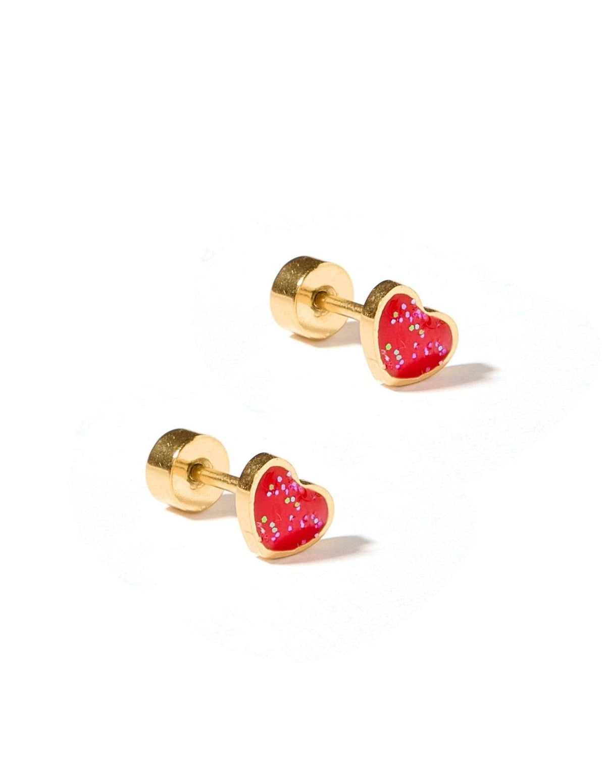 Screwback Stud Earrings - Nora Heart Red - LINNY CO WholesaleStuds