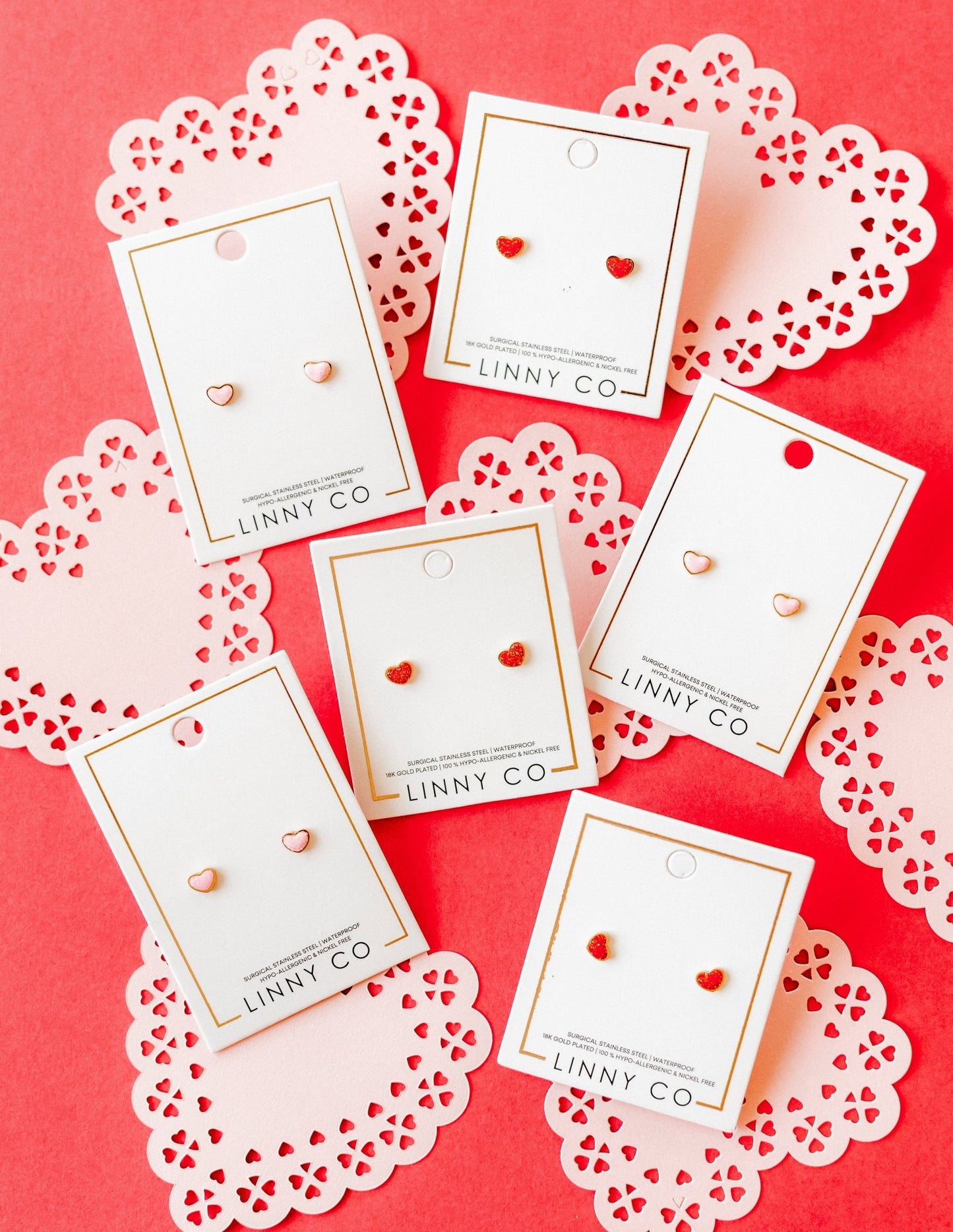Screwback Stud Earrings - Nora Heart Red - LINNY CO WholesaleStuds