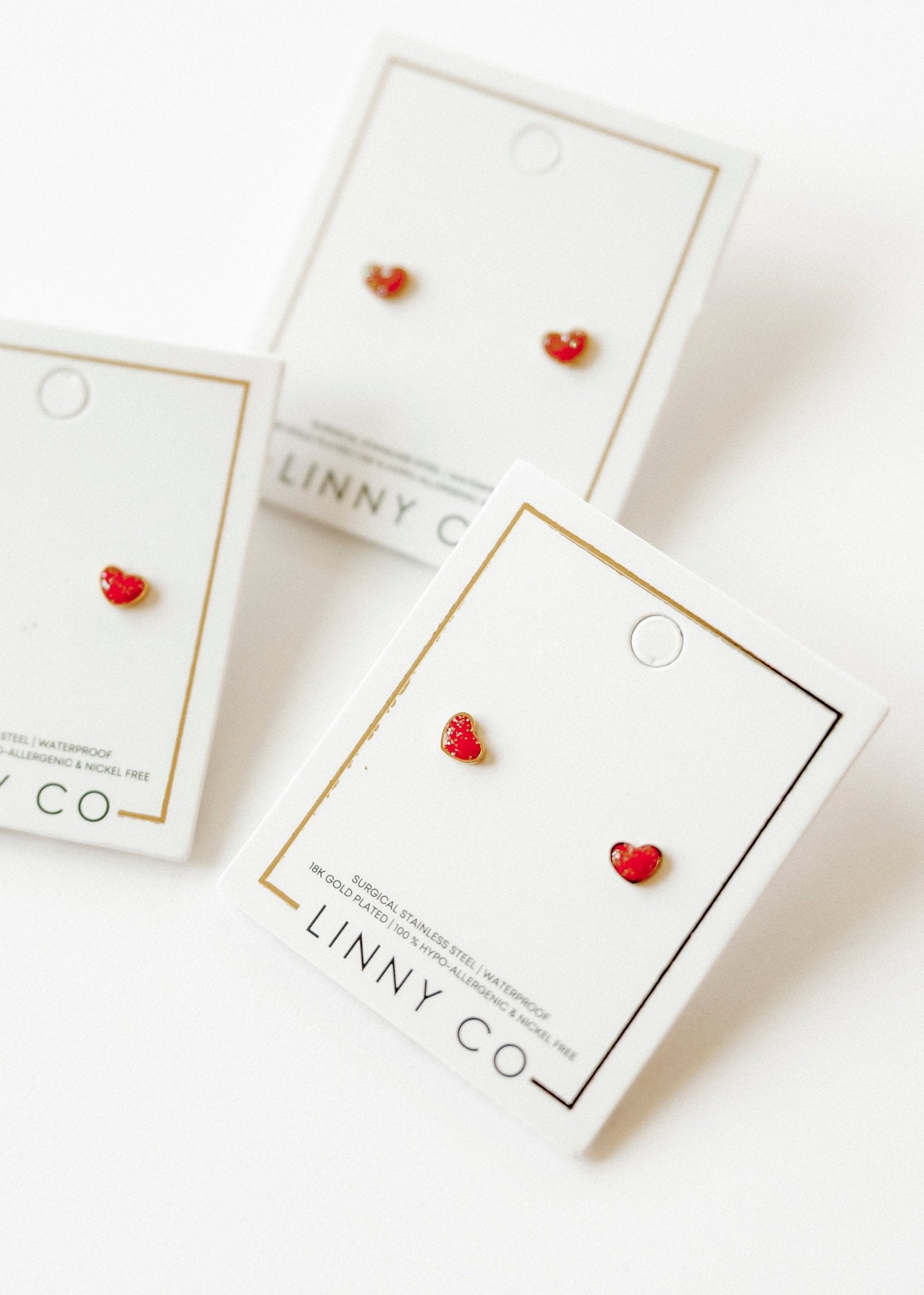 Screwback Stud Earrings - Nora Heart Red - LINNY CO WholesaleStuds
